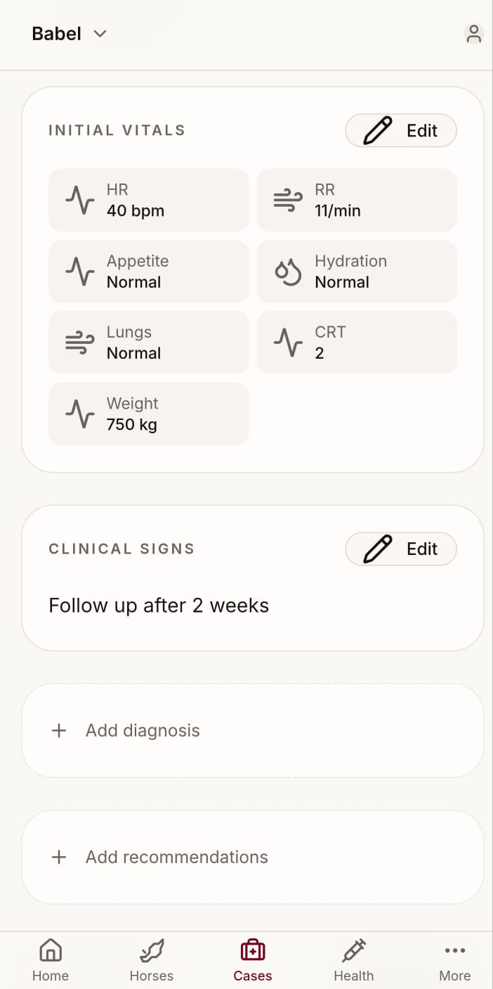 YaWaho health case vitals and clinical signs screen