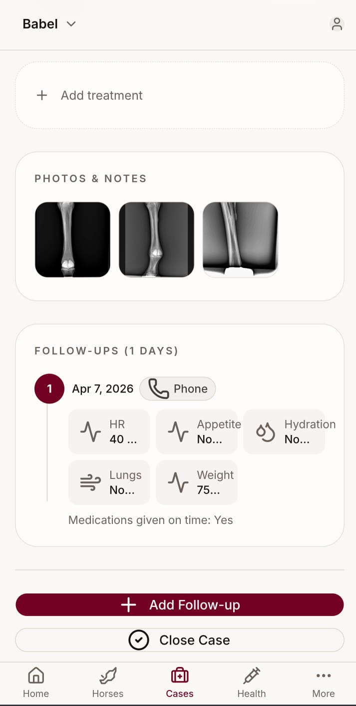 YaWaho health case follow-up with photos and notes
